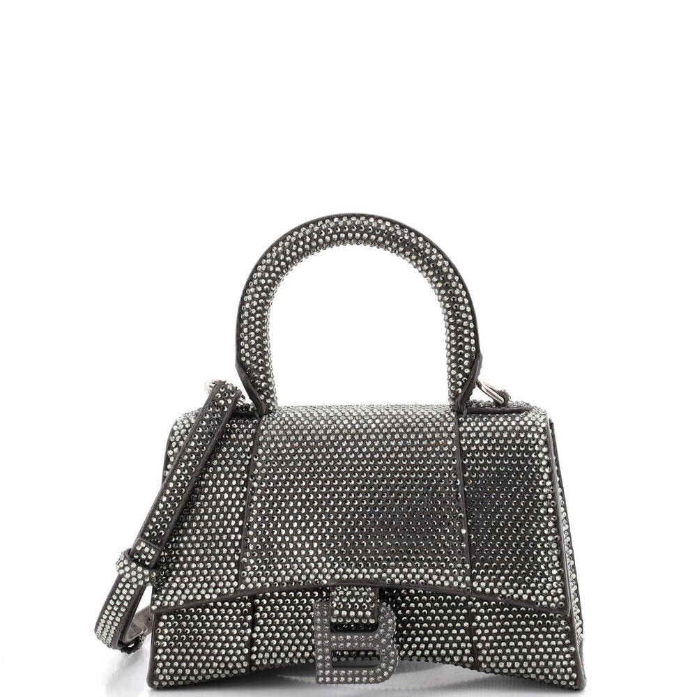 Balenciaga XS Hourglass Top Handle Bag Suede with Crystals - Picture 1 of 6